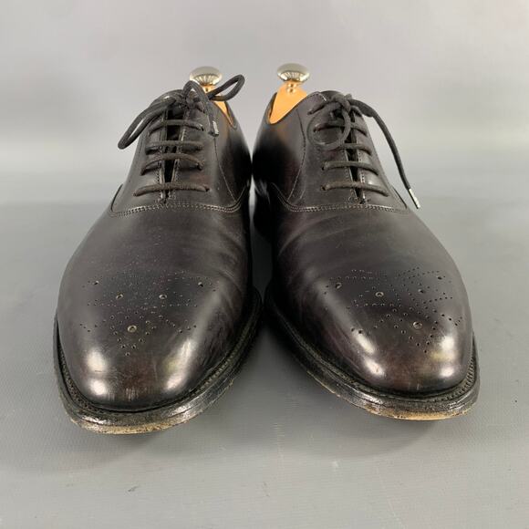 JOHN LOBB Size 9 Black Perforated Leather Pointed Toe Lace Up Shoes main image 8